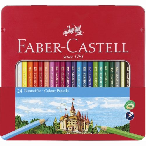 Színes ceruza FABER-CASTELL hatszögletű fémdobozos 24 darabos