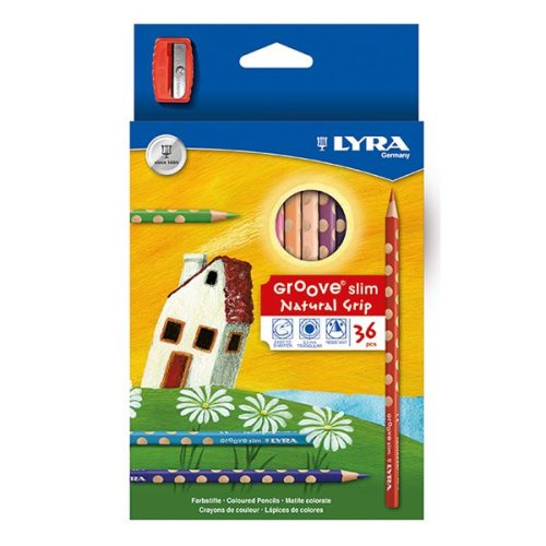 Színes ceruza LYRA Groove Slim háromszögletű 36 darabos+hegyező