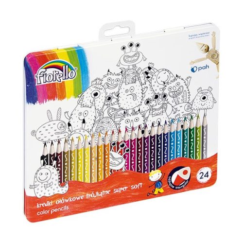 Színes ceruza FIORELLO háromszögletű fémdobozos 24 darabos