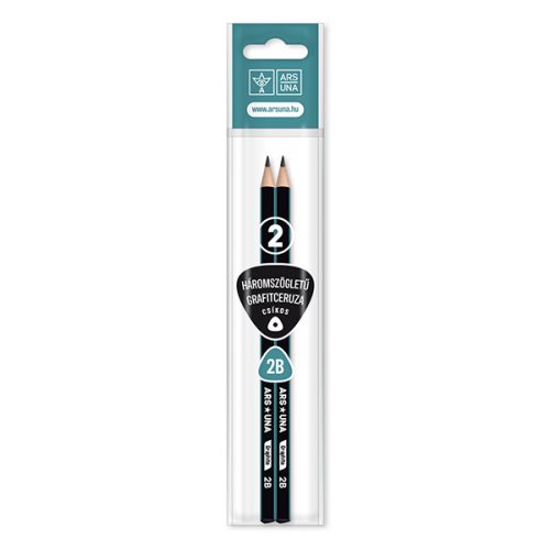 Grafitceruza ARS UNA 2B háromszögletű csíkos 2 darabos