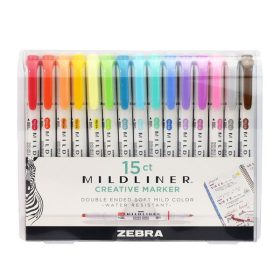   Szövegkiemelő készlet kétvégű ZEBRA Mildliner Cool&Refined, Fluorescent, Warm 1,4-4,0 mm 15 darabos készlet
