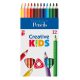 Színes ceruza ICO Creative Kids háromszögletű vastag festett 12 db/készlet