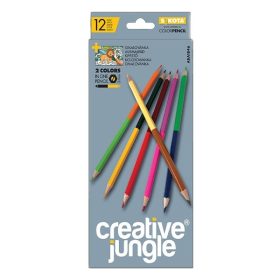   Színes ceruza CREATIVE JUNGLE grey kétvégű háromszögletű 24 szín/készlet