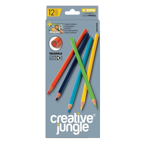Színes ceruza CREATIVE JUNGLE grey háromszögletű 12 darabos