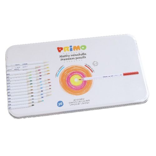 Színes ceruza PRIMO Minabella hatszögletű fémdobozos 36 darabos