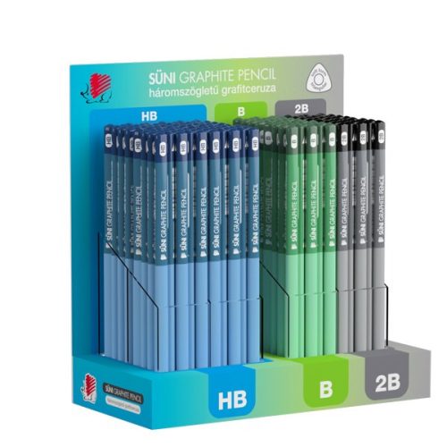 Grafitceruza display ICO Süni háromszög HB,B,2B dark pasztell 184 darabos