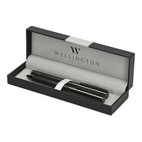   Golyóstoll készlet WELLINGTON Carbon golyóstoll + rollertoll antracit díszdobozban