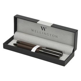   Golyóstoll készlet WELLINGTON Stamford golyóstoll + rollertoll barna díszdobozban