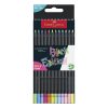 Színes ceruza FABER-CASTELL Black Edition háromszögletű fekete testű neon+pasztell színek 12 darabos
