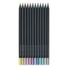 Színes ceruza FABER-CASTELL Black Edition háromszögletű fekete testű metál 12 darabos