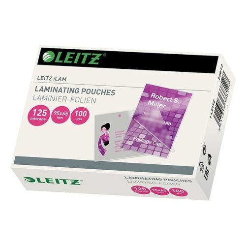 Meleglamináló fólia LEITZ ILam mini 125 mikronos 65x95 mm 100 darabos