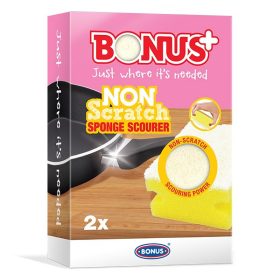   Mosogatószivacs BONUS karcmentes 7x9,5x4,5cm sárga-fehér 2 darabos