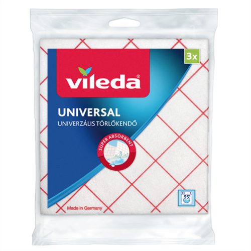 Törlőkendő univerzális VILEDA 36x34 cm piros-fehér 3 db/csomag