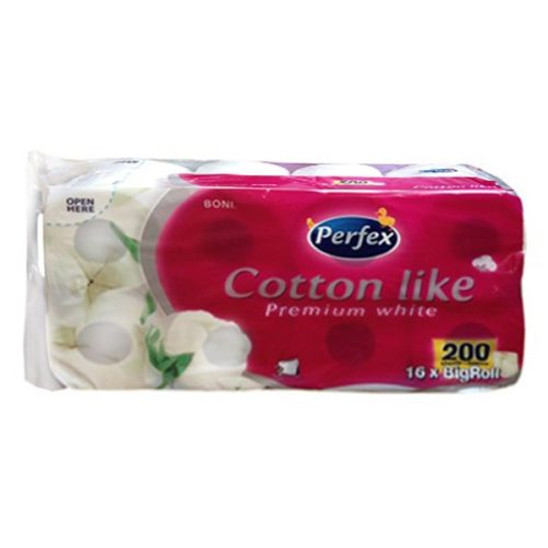 Toalettpapír PERFEX Cotton Like premium white 3 rétegű 16 tekercses