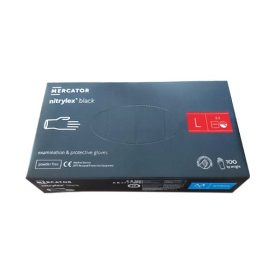   Gumikesztyű egyszer használatos nitril púdermentes fekete L 9 100 darabos