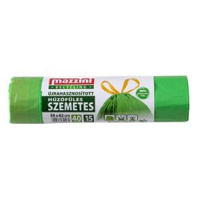   Szemeteszsák MAZZINI 40L újrahasznosított húzófüles 15 darabos