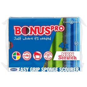   Mosogatószivacs BONUS formázott színes HACCP 13,5x7,11x4,5cm 4 darabos