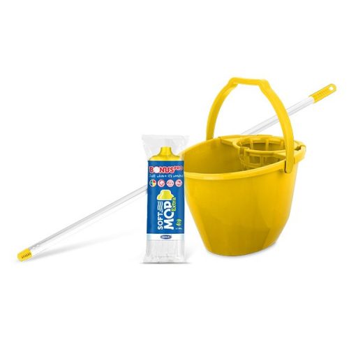 Felmosó szett BONUS extra vödör 11L+ 120cm nyél + softmop pótfej sárga