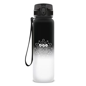   Kulacs ARS UNA műanyag matt BPA-mentes motivációs ombre 1 liter Black & White
