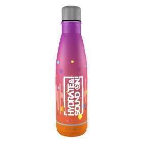   Kulacs duplafalú NEBULO fém Hydrate & SoundON Bluetooth hangszóróval 460 ml rózsa-narancs