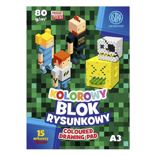 Másolópapír készlet ASTRA PAP 80 g A/3 15 íves színes szélű Pixel és Rubbit