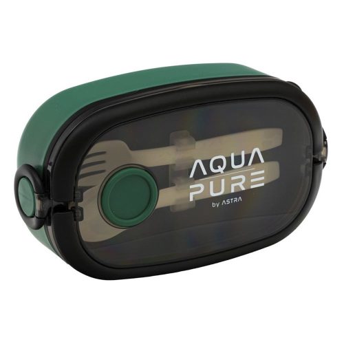 Uzsonnás doboz AQUA PURE műanyag BPA mentes 210x120x70 mm zöld-fekete