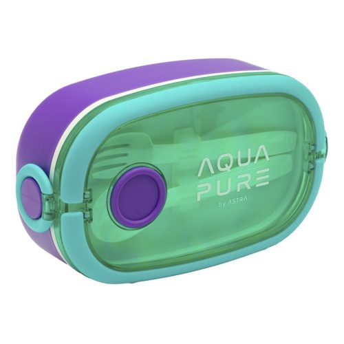 Uzsonnás doboz AQUA PURE műanyag BPA mentes 210x120x70 mm zöld-lila