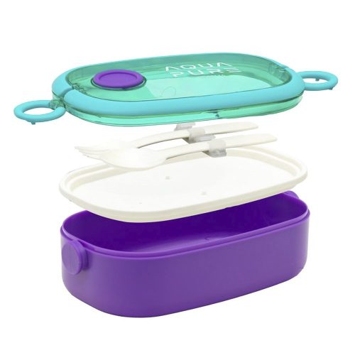 Uzsonnás doboz AQUA PURE műanyag BPA mentes 210x120x70 mm zöld-lila