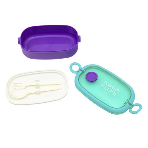 Uzsonnás doboz AQUA PURE műanyag BPA mentes 210x120x70 mm zöld-lila