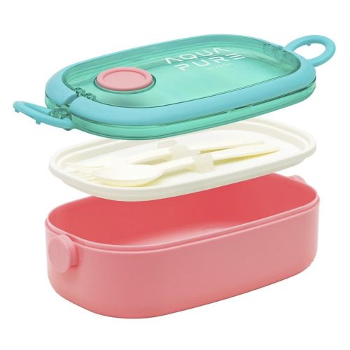 Uzsonnás doboz AQUA PURE műanyag BPA mentes 210x120x70 mm zöld-pink