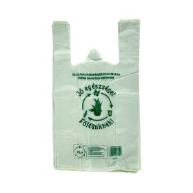   Ingvállas táska lebomló PLA 24x45x12cm vékony Jó egészséget Földünknek felirattal 100 darabos