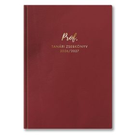   Tanári zsebkönyv TOPTIMER Prof PVC műbőrborító A/5 heti 145x205 mm Bordó 2026-2027