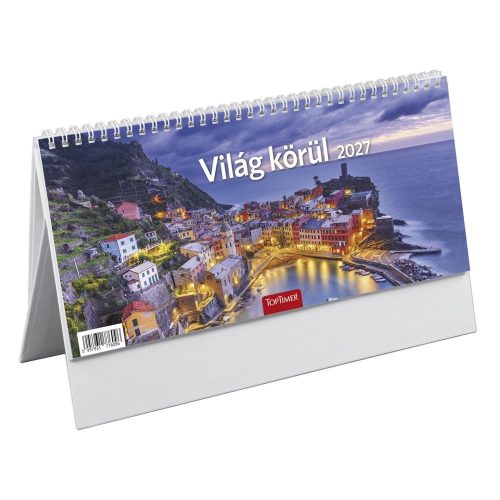 Asztali naptár képes TOPTIMER T063 álló fehér lapos Világ körül 2027
