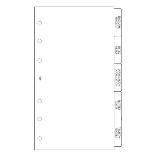 Gyűrűs kalendárium betét SATURNUS L330 elválasztólap fehér lapos